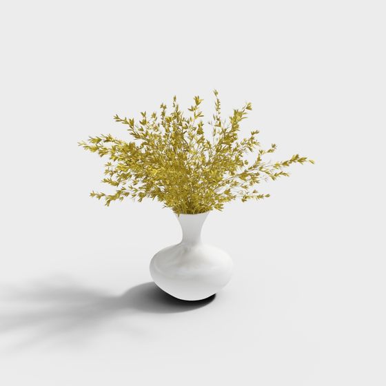 Vase of Golden Leaves 3D model