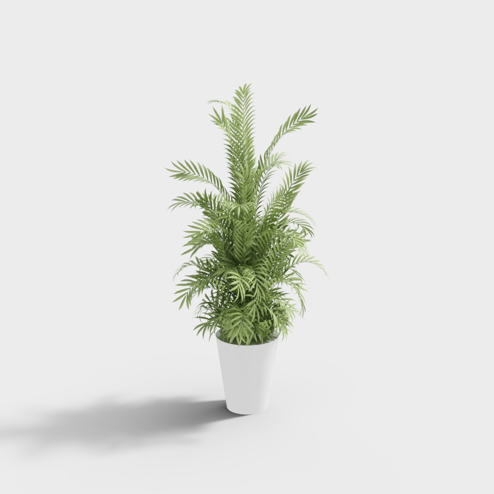 Realistic Indoor Green Plant 3D Model – Lush Leaves & White Pot