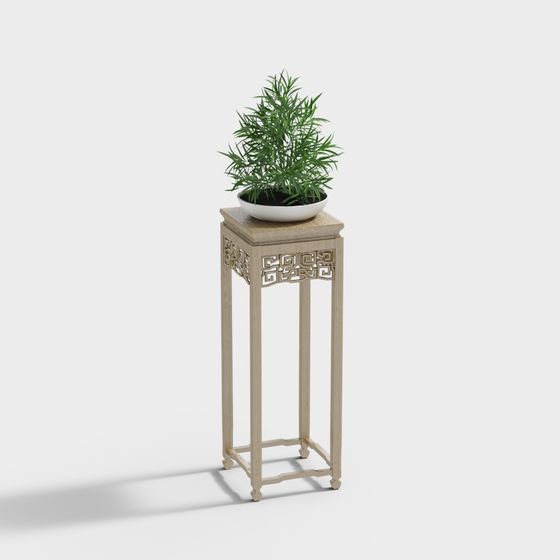 Minimalist Wooden Plant Stand 3D model