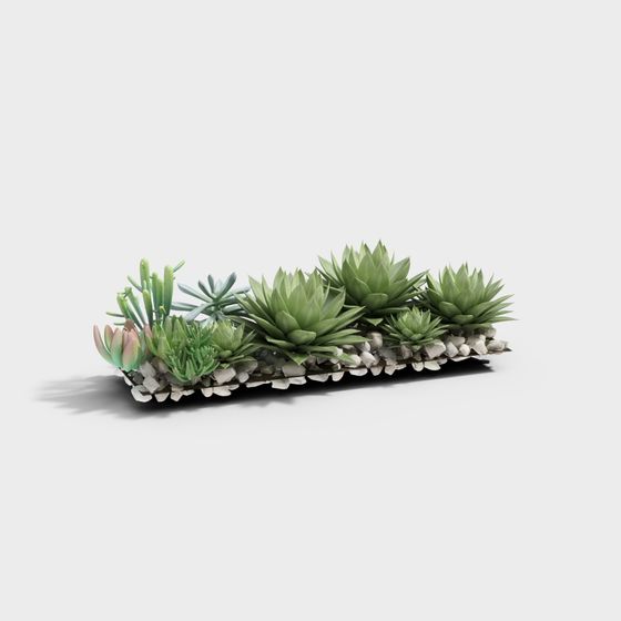Stylish Black Green Plants 3D Model for Interiors