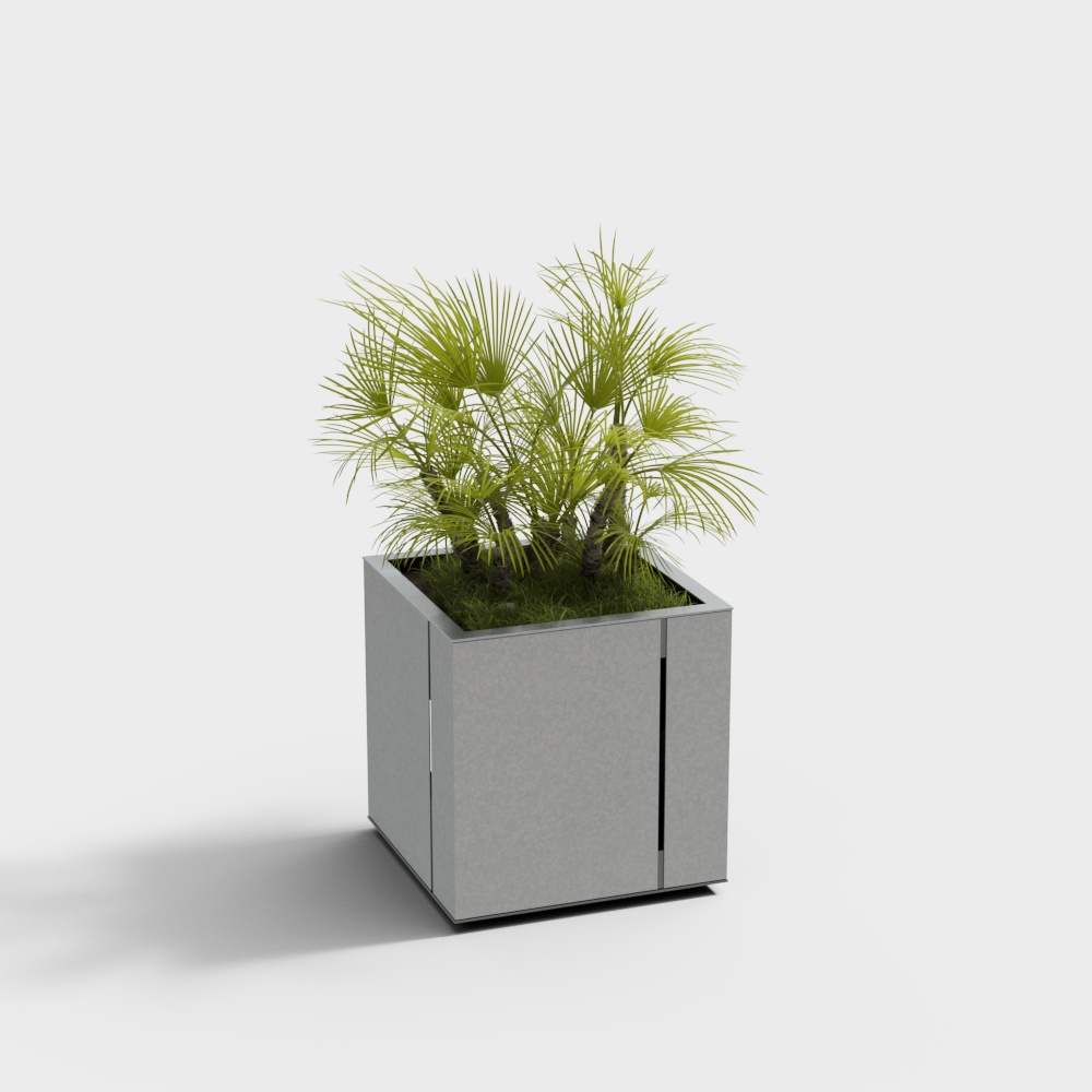 Urban Oasis Planter 3D Model – Minimalist Cubic Design