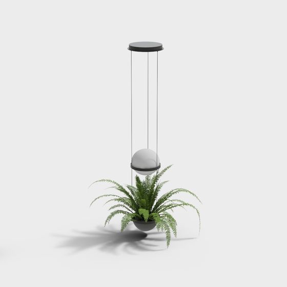 Hanging Plant Pendant Light 3D model: Modern Minimalist Artwork