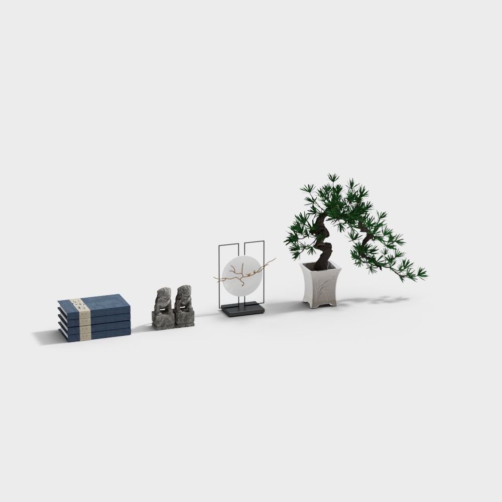 New Chinese style decorative ornaments and green plant combination