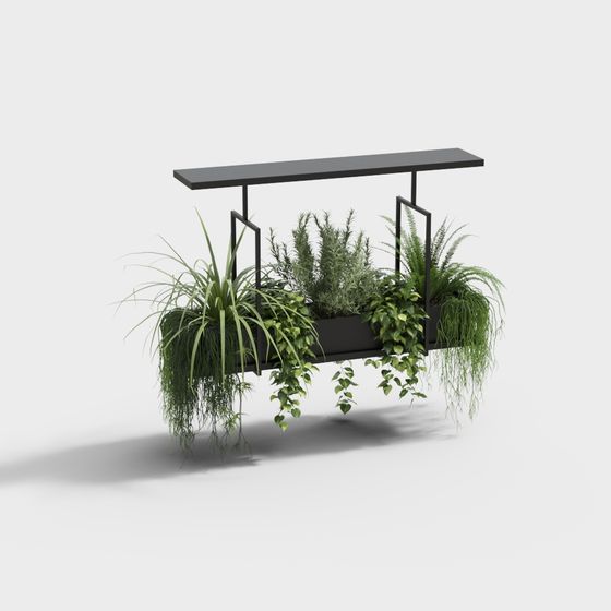 Sleek Hanging Plant Rack 3D model