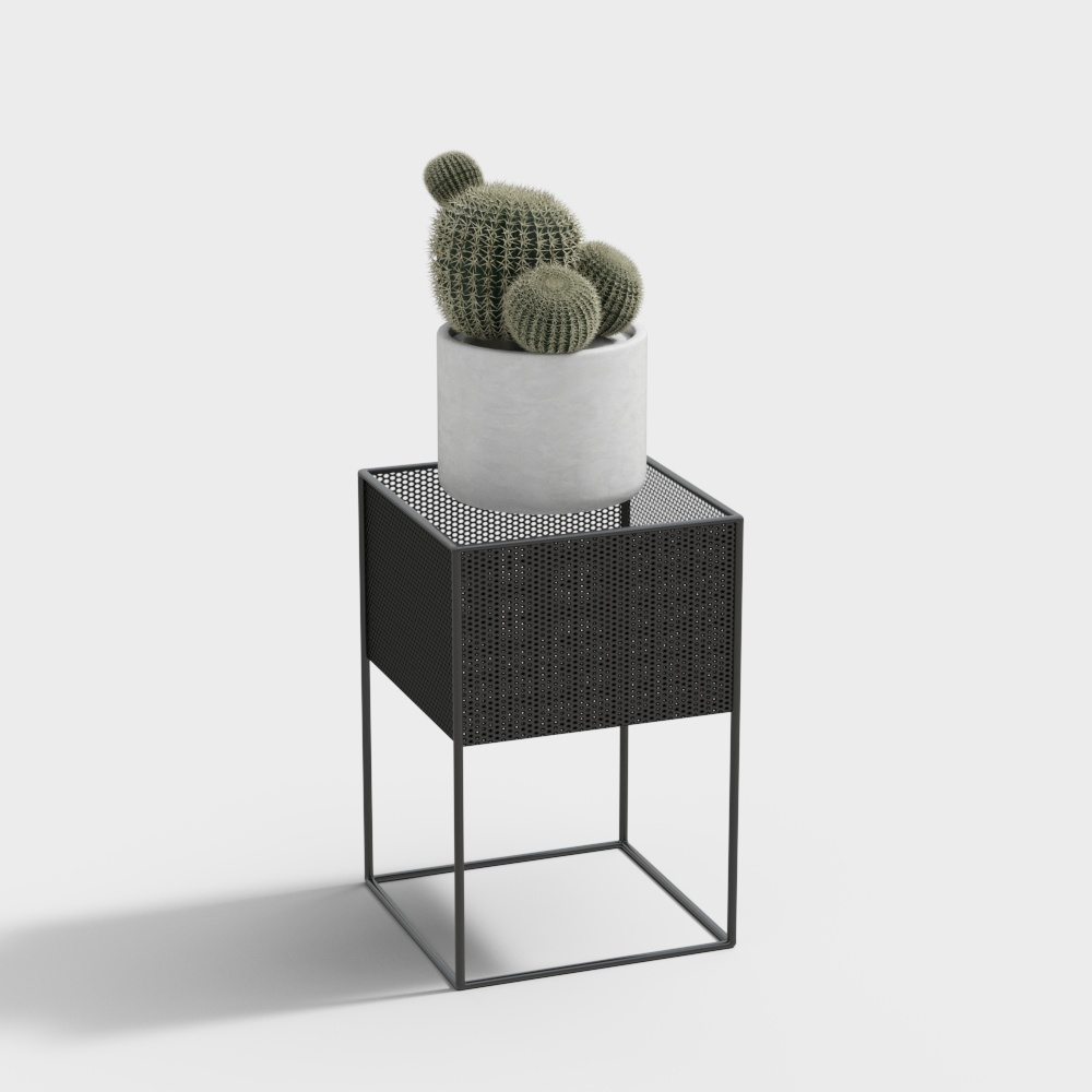 Desert Oasis Side Table 3D Model – Minimalist Concrete & Metal