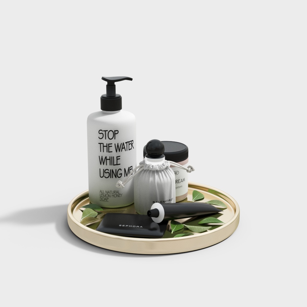 Elegant Bathroom Essentials Collection 3D Model – Low-Poly Design