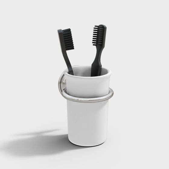 Elegant Ceramic Toothbrush Stand 3D model for Modern Spaces