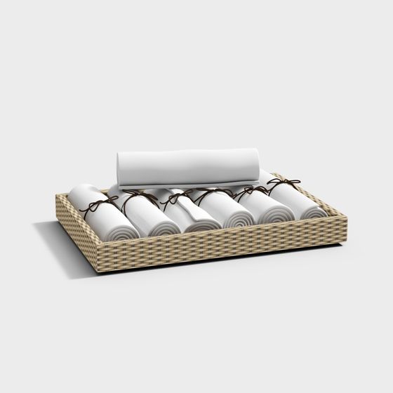 Vintage Scroll Storage Basket 3D model