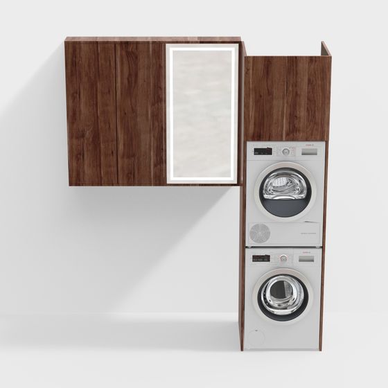 Stylish Washing Machine Combo Cabinet 3D model