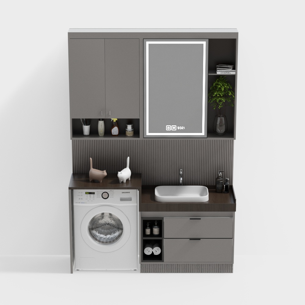 Modern light luxury bathroom cabinet combination