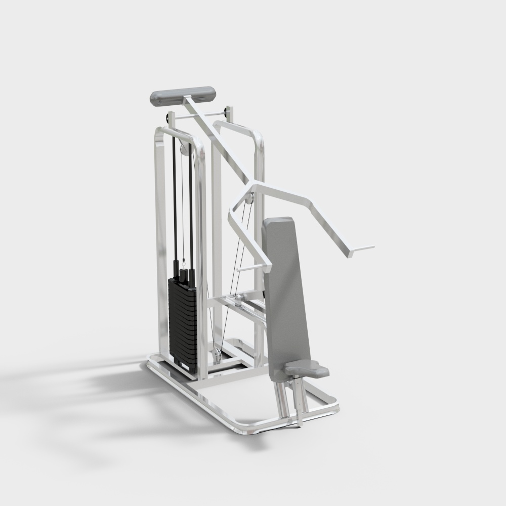 Stylish Fitness Equipment 3D Model – Sleek Silver Design
