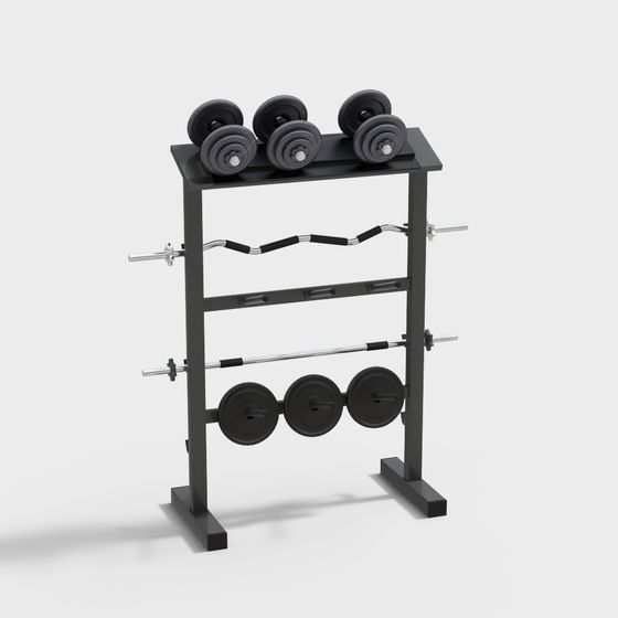 Black Fitness Equipment 3D Model