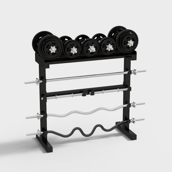 High-Detail Low Poly Dumbbell Rack 3D model