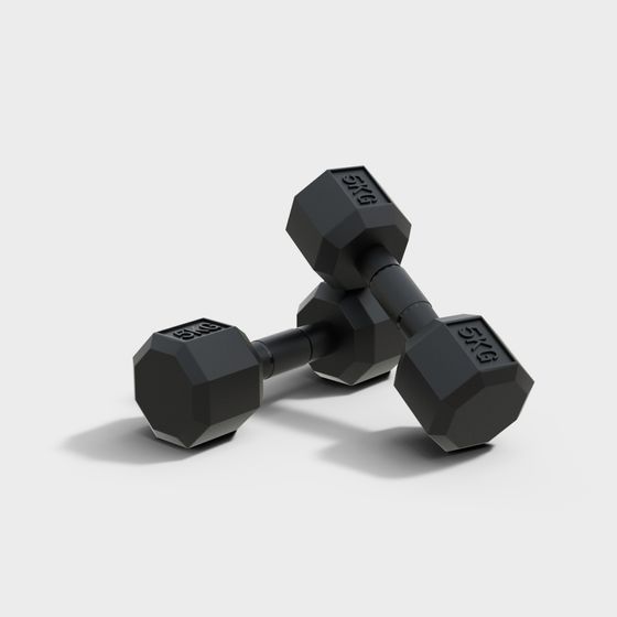 Realistic 5kg Dumbbell 3D Model for Fitness Projects
