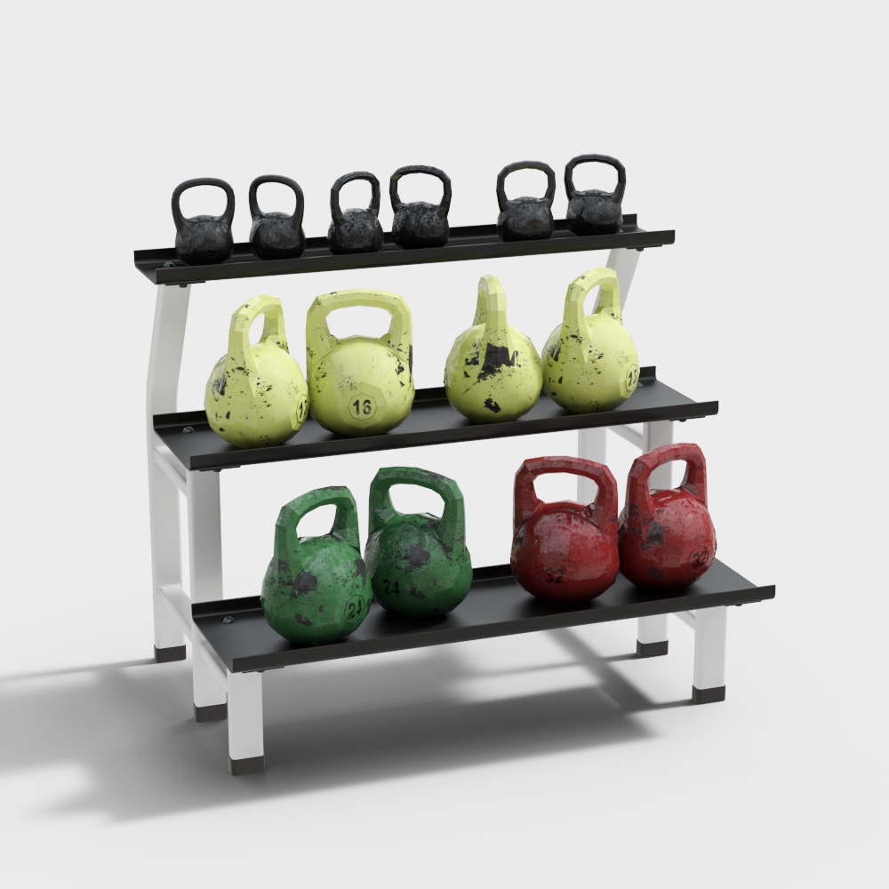 Modern Gym Equipment Display Rack 3D Model – Low-Poly Design