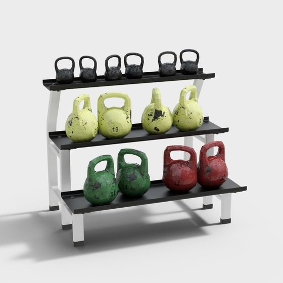 Dynamic 3D Model of Modern Gym Equipment Display Rack
