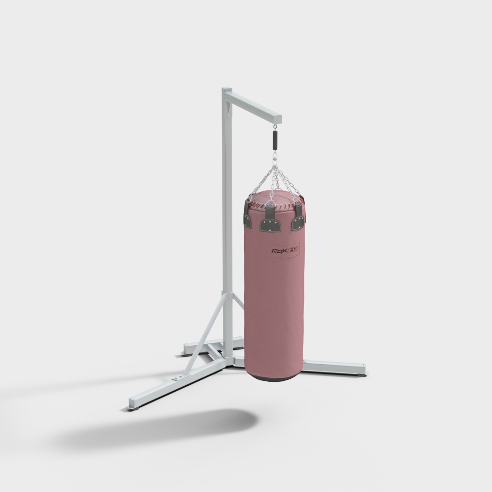 Stylish Boxing Bag 3D Model – Pink Fabric & Metal Frame
