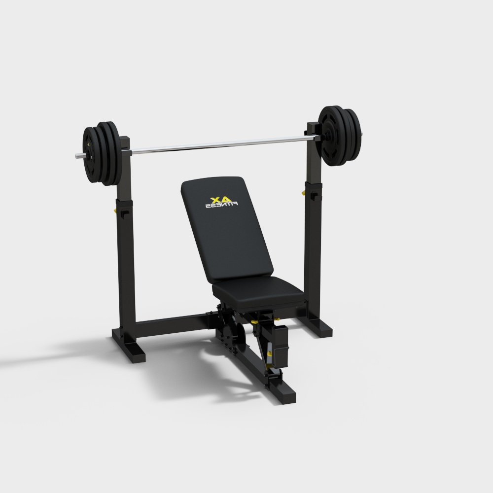 Barbell Bench Press Rack 3D Model – Low-Poly Gym Equipment