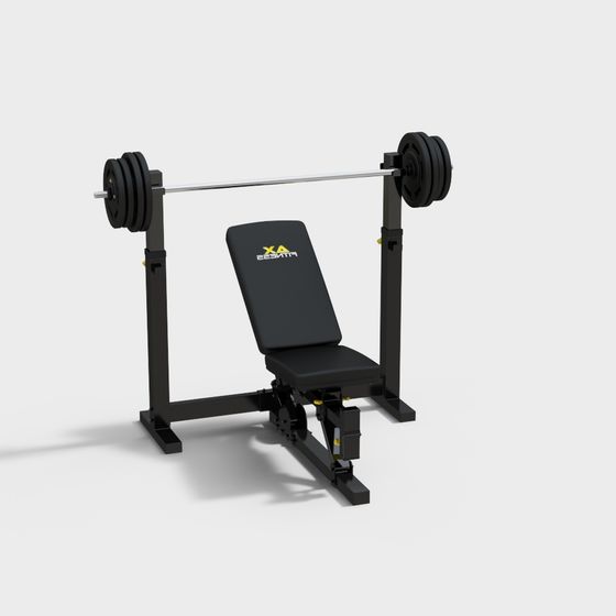 High-Detail Low-Poly Barbell Bench Press Rack 3D model