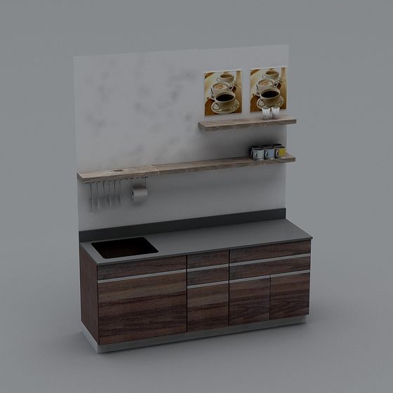Stylish Kitchen Bar 3D Model for Modern Interiors