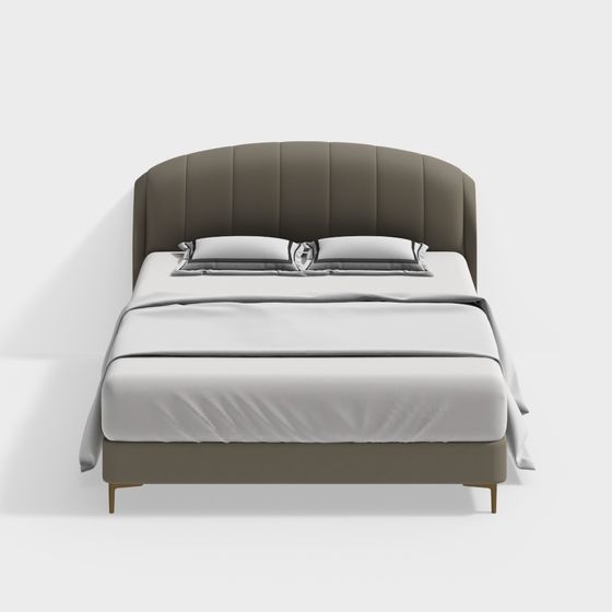 Elegant Low-Polygon Bed 3D model for Modern Interiors