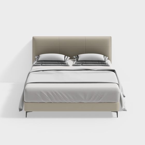 Stylish Low Polygon Bed 3D model for Contemporary Settings