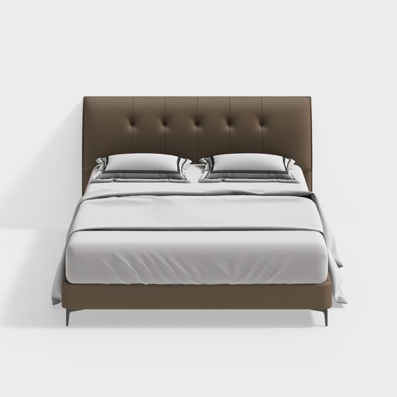 Elegant Low-Poly Bed 3D model