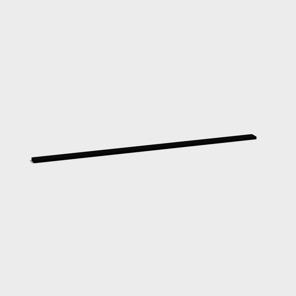 Modern black metal linear ceiling light fixture with minimalist design on white background