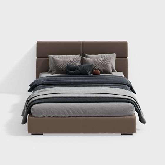 Elegant Low-Polygon Bed 3D model for Modern Interiors