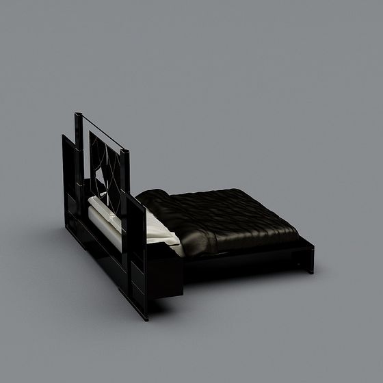 Elegant Modern Low-Poly Bed 3D model