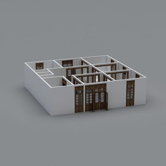 Modern Minimalist Low-Polygon Cabin 3D model