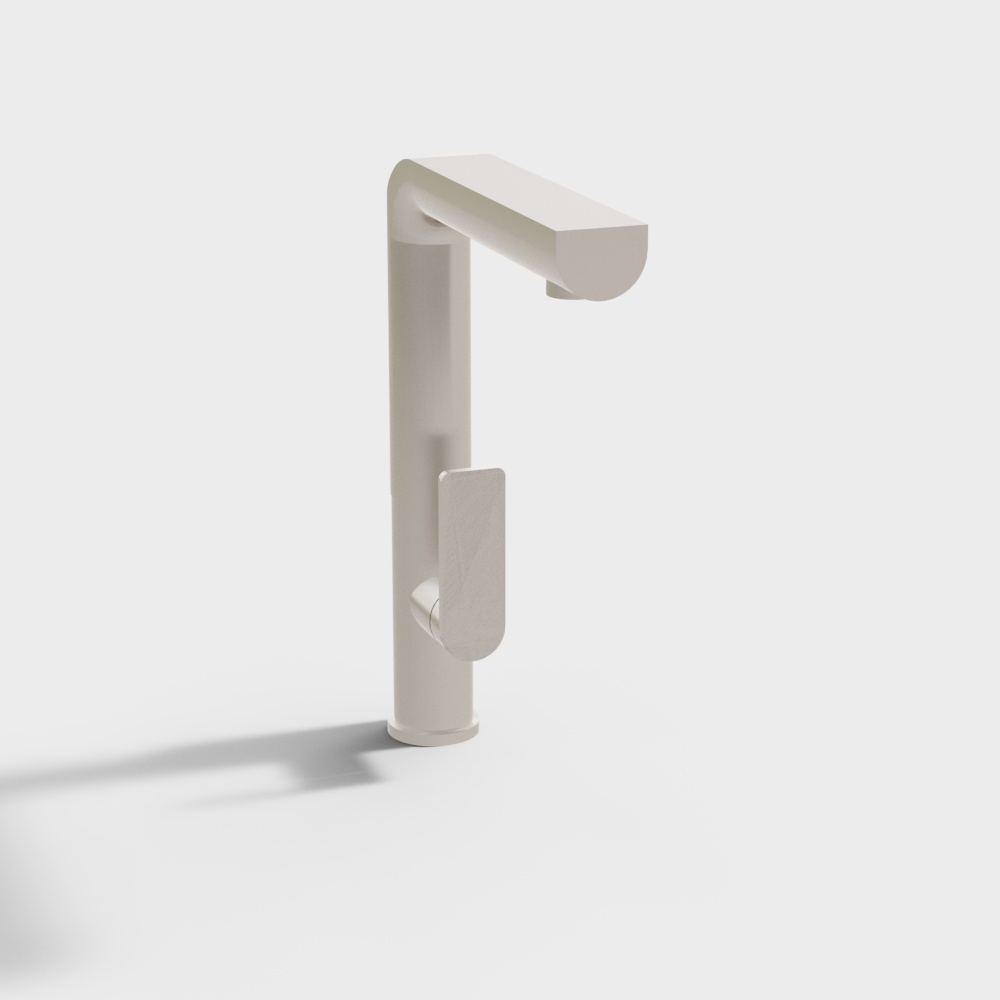 Sleek Minimalist Faucet 3D Model – Cream Tone Design
