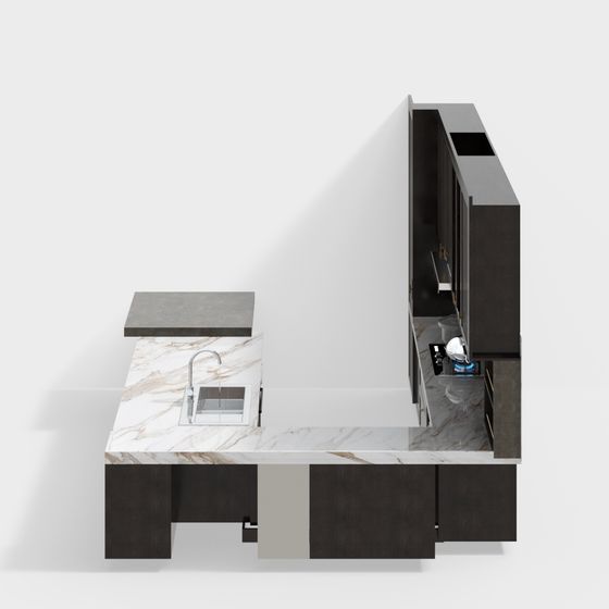 Elegant Low-Polygon Kitchen 3D model