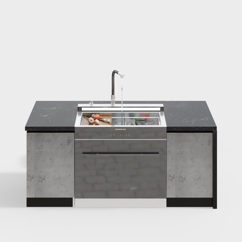 Sleek Modern Kitchen Countertop 3D Model