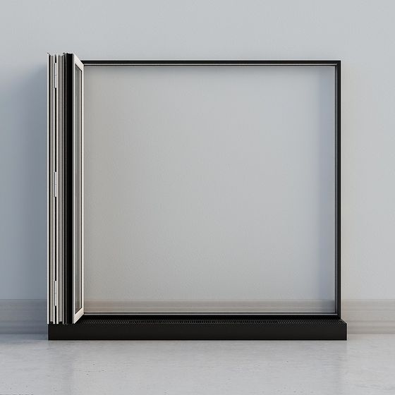 Black Sliding Window 3D Model