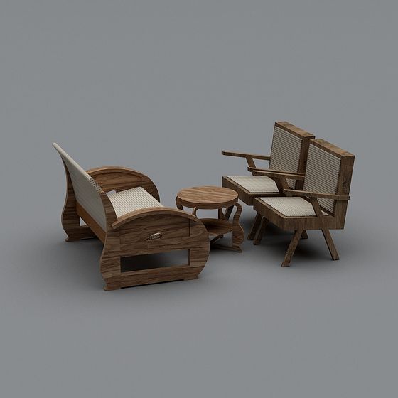 Elegant Low-Poly High-Detail Furniture Set 3D model