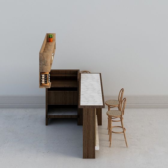 Urban Low-Poly Bar Counter 3D model