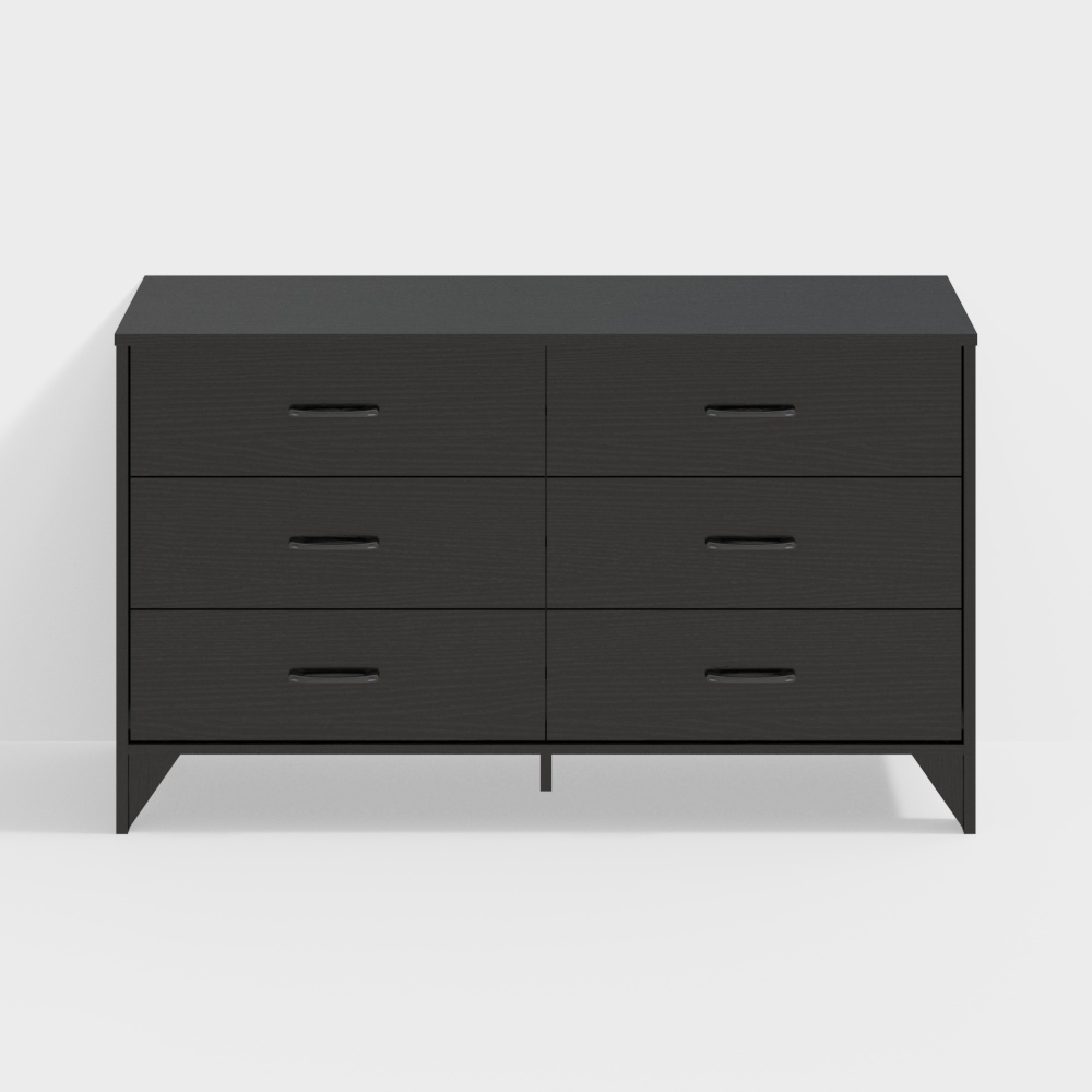 Six-drawer cabinet (black)