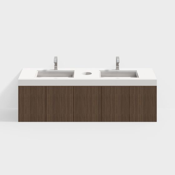 Modern Minimalist Double Sink Bathroom Vanity 3D model