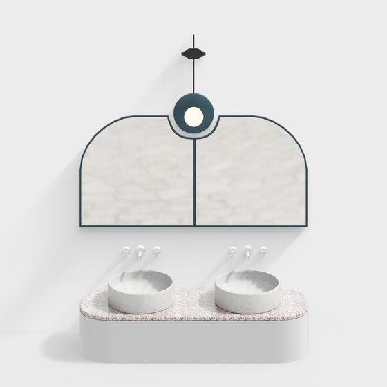 Stylish Dual Basin Sink 3D model for Modern Bathrooms