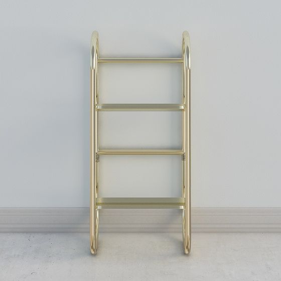 Elegant Golden Metal Ladder 3D Model