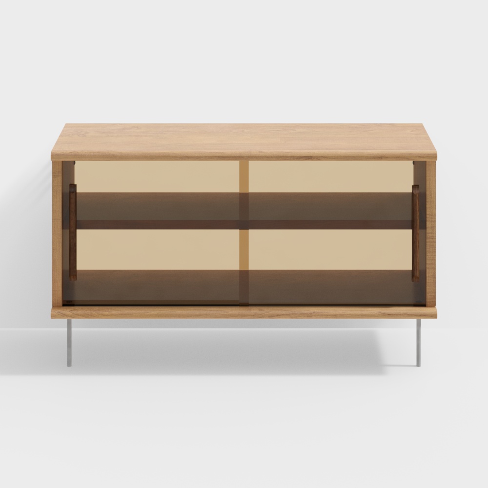 Glass Wooden Frame TV Stand 3D model