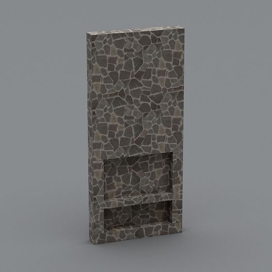 Stylish Low Poly Stone Fireplace 3D model