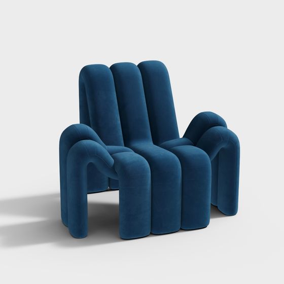 Elegant Low-Polygon Blue Chair 3D model for Creative Projects