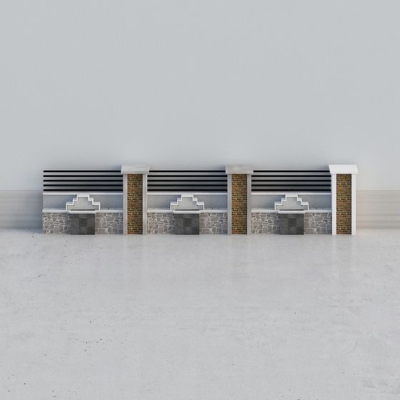 Vintage Train Station Bench 3D model