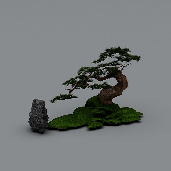 Low-Poly Bonsai Tree 3D Model for Scenic Decor