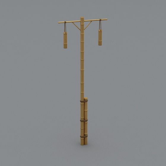 Traditional Bamboo Lamp 3D model for Tranquil Gardens