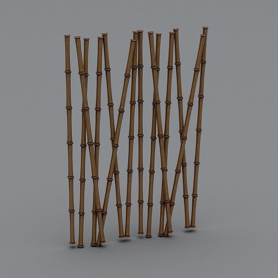 Realistic Low-Poly Bamboo Fence 3D model