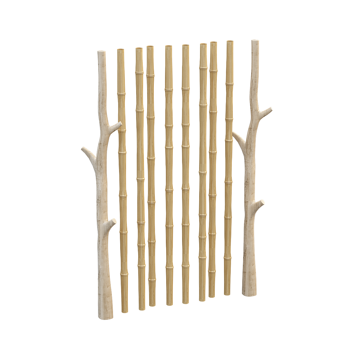 Bamboo Forest Fence 3D Model – Low-Poly Wood Design