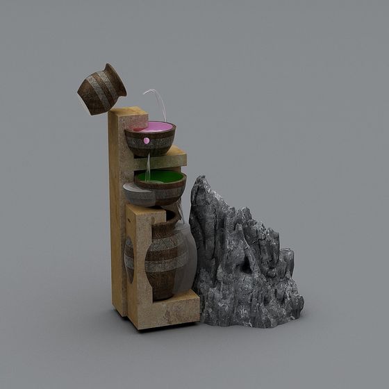 Mountain Spring Waterfall 3D model